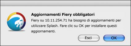 NOTA: Qualora fossero disponibili aggiornamenti per il server Splash, il servizio di aggiornamento automatico richiede di installare gli aggiornamenti.