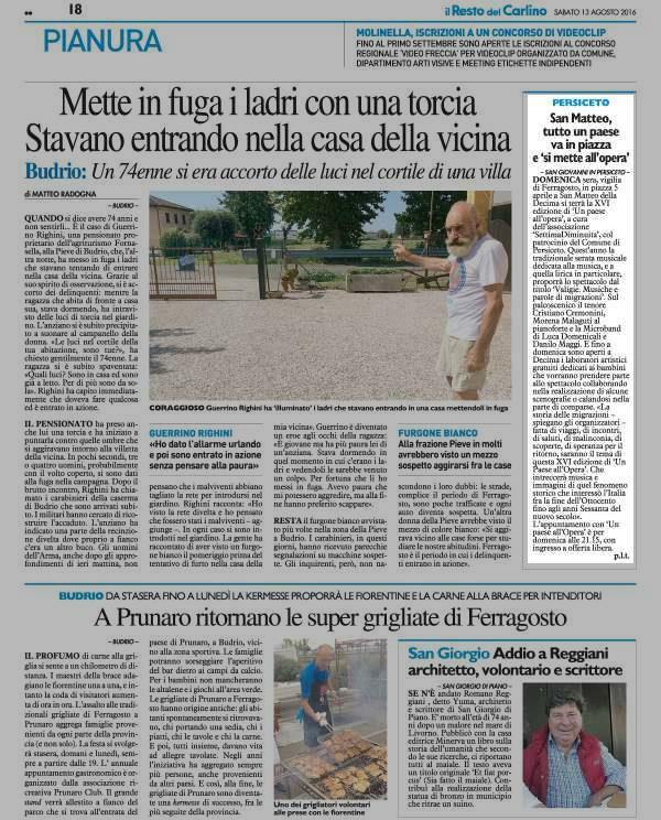 13 agosto 2016 Pagina 18 Il Resto del Carlino (ed.