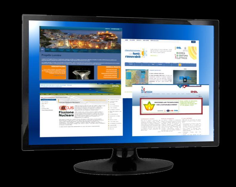 Dal sito web ENEA è possibile collegarsi a 10 siti specifici, appositamente realizzati, come: Atlante biomasse; Promozione delle tecnologie elettriche innovative; Tecnologie Zero emission; Focus