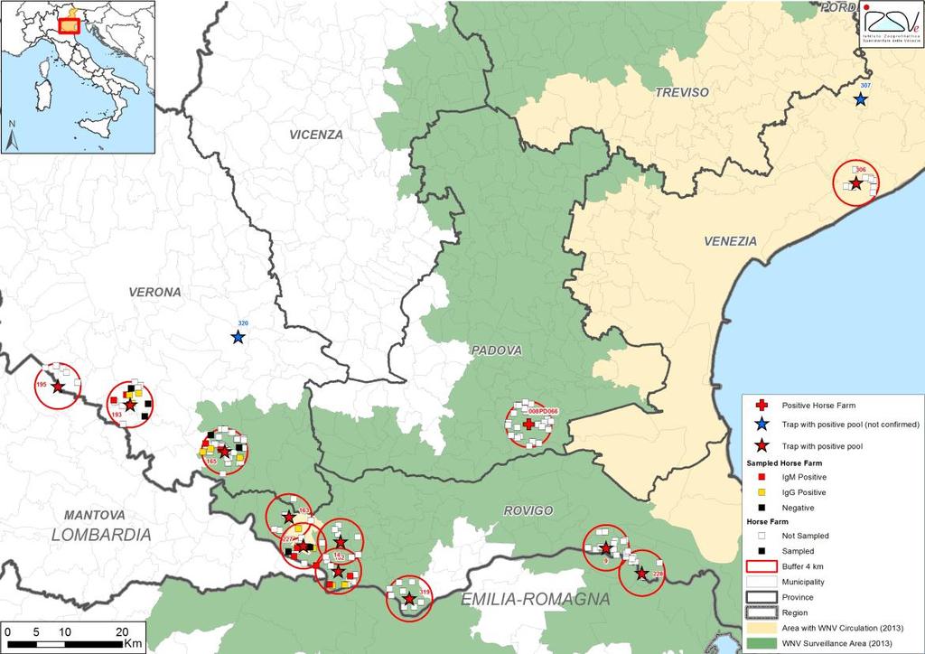 West Nile Disease Piano di Sorveglianza 2013 Regione del Veneto (versione 27/09/13) Premessa Nel corso della stagione estiva 2013 sono state identificate numerose positività per West Nile Virus (WNV)