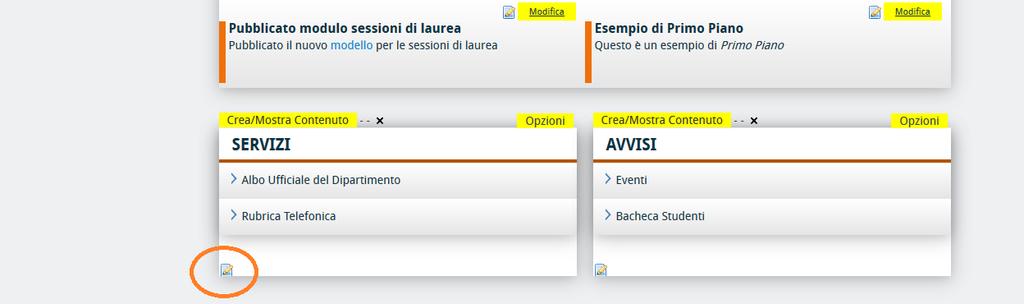 MODIFICARÈ I QUICK LINK Accedere al sito di dipartimento con il ruolo di amministratore del sito: Dalla barra degli indirizzi digitare l URL: http://www.