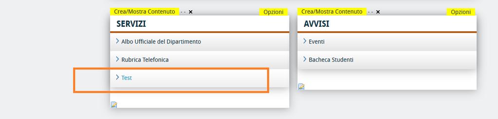 posizionato sul link stesso; >Test< eà il nome del link che compare