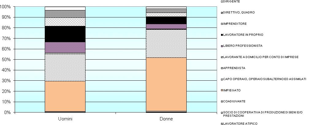 IL SOFFITTO DI CRISTALLO/2 segregazione verticale (ISTAT, Rtfl 2009) Concentrazione femminile nel