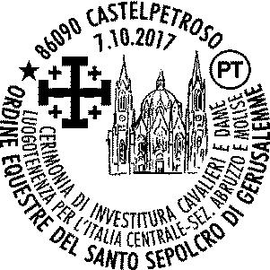 1462 RICHIEDENTE: Ordine Equestre del Santo Sepolcro di Gerusalemme SEDE DEL SERVIZIO: Basilica Maria Santissima Addolorata, Via Santuario 86090 Castelpetroso (IS) DATA: 07/10/2017 ORARIO: 8.30-13.