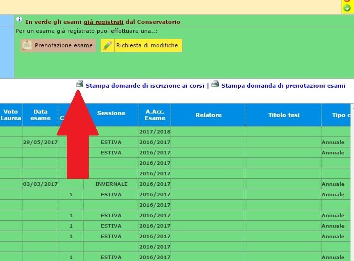 10. Nella finestra che si apre dopo aver cliccato sull icona stampante, inserire l anno accademico, il Tipo stampa (preferibile PDF) e