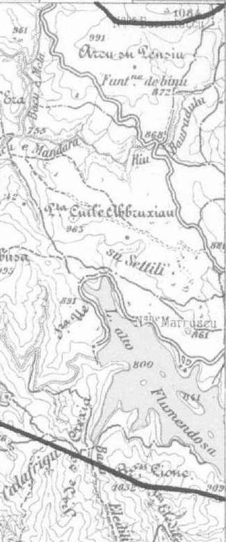 5) Descrizione della Zona Infetta del selvatico di Villagrande Strisaili : A partire dal punto in cui è stato trovato il cinghiale (Lat. 39,9752 Long.