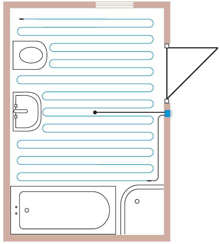 Bagni di forma irregolare e/o con sanitari non sospesi: Per bagni di forma non regolare e/o con sanitari non sospesi la soluzione ottimale è il cavo scaldante sciolto UltraTec abbinato ad un