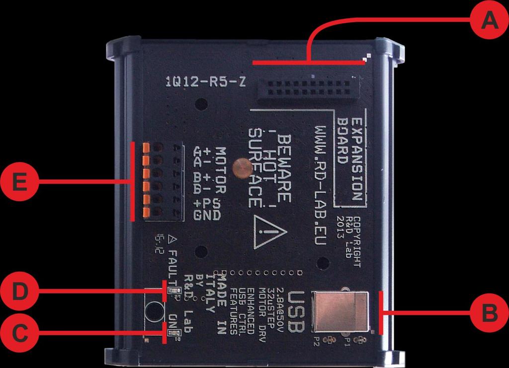Layout Driver Microstepper USB A Connettore per segnali digitali di I/O o di interfacce di