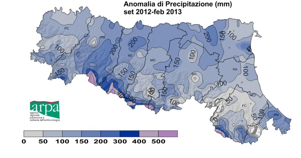 Precipitazione caduta dal 01/09/2012 al 26/02/2013 L autunno 2012 e l inverno 2012 2013 sono stati caratterizzati da precipitazioni abbondanti.