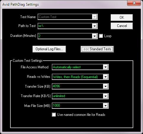Per accedere alle opzioi di impostazioe di test persoalizzati: 1. Fare clic su Custom Test (Test persoalizzato) ella fiestra di dialogo delle impostazioi dello strumeto PathDiag.