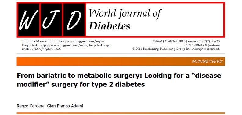 Chirurgia Metabolica e diabete Review Dati su BMI <35 e