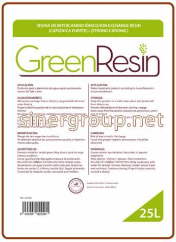 Green Resin è una resina eterosferica cationica forte in ciclo sodico per addolcimento e demineralizzazione caratterizzata da un elevata capacità di scambio.