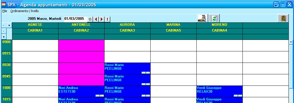 Gestione appuntamenti Il cliente che si sottopone ai trattamenti può essere selezionato da un apposita anagrafica, dove