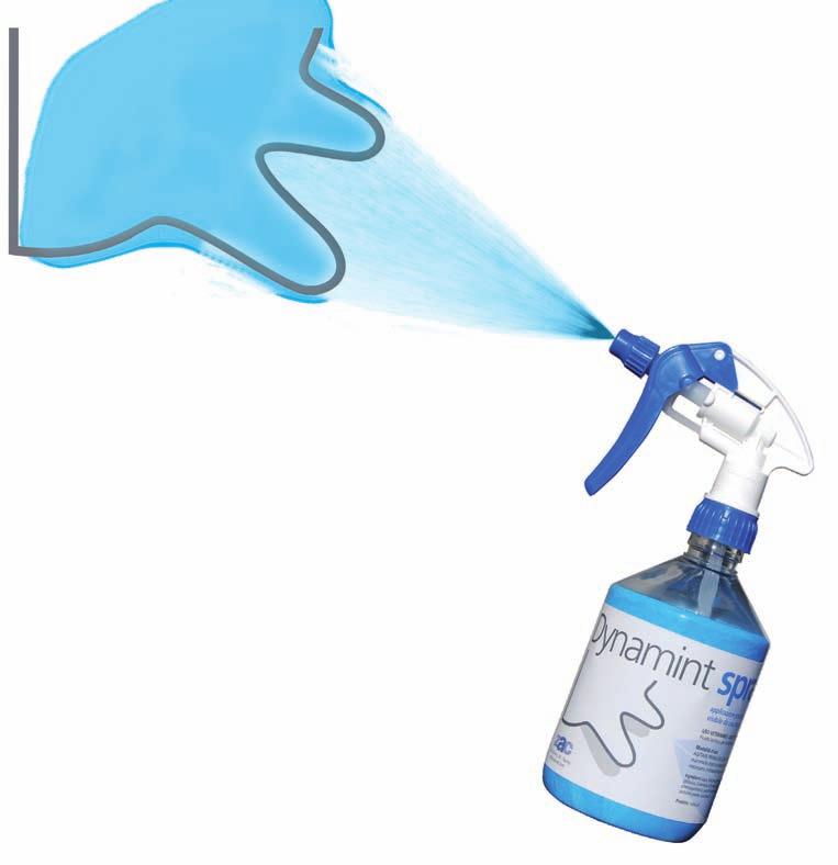 Dynamint spray NON SPALMARE, SPRUZZA Dynamint spray semplifica il lavoro in sala di mungitura. Applicata dopo la mungitura, favorisce il riassorbimento degli edemi e la rigenerazione dei tessuti.