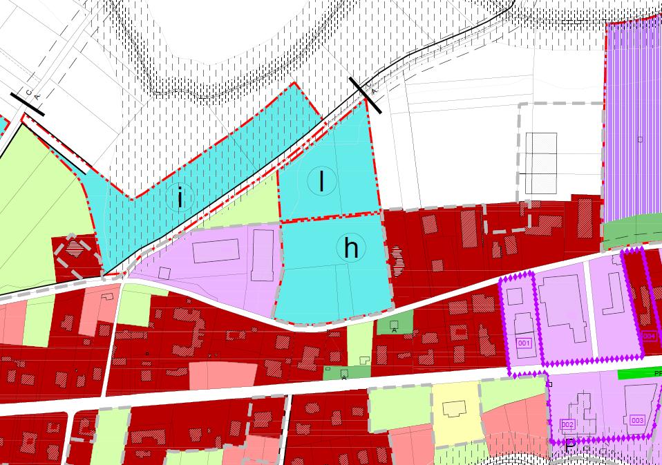 Individuazione delle aree per attività agricola lungo via della Valle su PRGC vigente