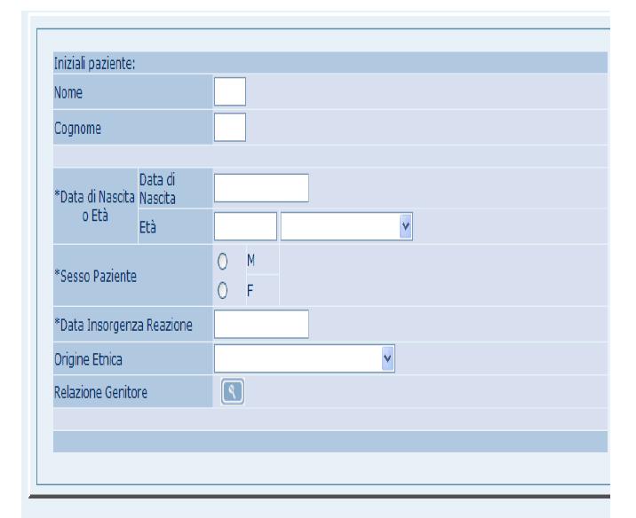 Le informazioni riportate nella sezione Caratteristiche del Paziente si applicano solo al bambino.