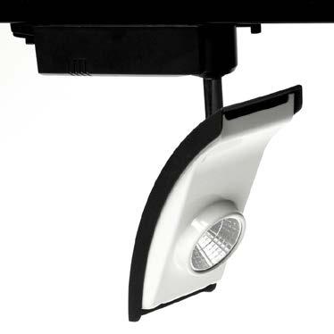 Luce a spot, 1 LED COB 20W, basso consumo ed alta luminosità, disponibile con luce o. Faro LED a binario, corpo in alluminio nero e bianco, design italiano.