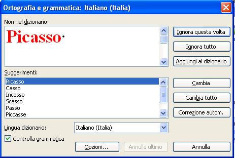 Controllo ortografia È possibile correggere l'intero documento, il comando è: strumenti-> controllo ortografia e