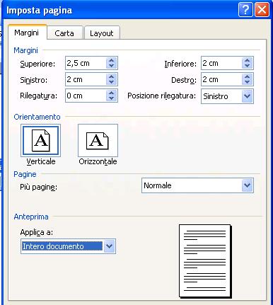 Imposta pagina Potrebbe essere utile per certi documenti impostare la pagina in orizzontale invece che in verticale.