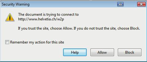PDF-Viewer (p. es. Acrobat Reader) sia installato come plugin del browser e che per la pagina «helvetiaw2p.brix.ch» sia disattivato un eventuale blocco pop-up.