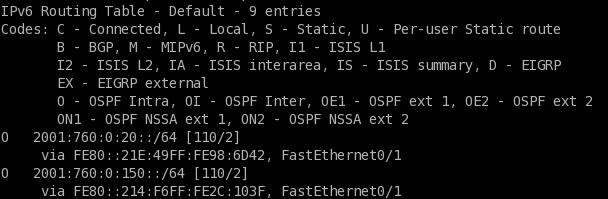 Routing dinamico OSPFv3 su CISCO Per vedere i neighbor OSPF usare: Comando: show ipv6 ospf