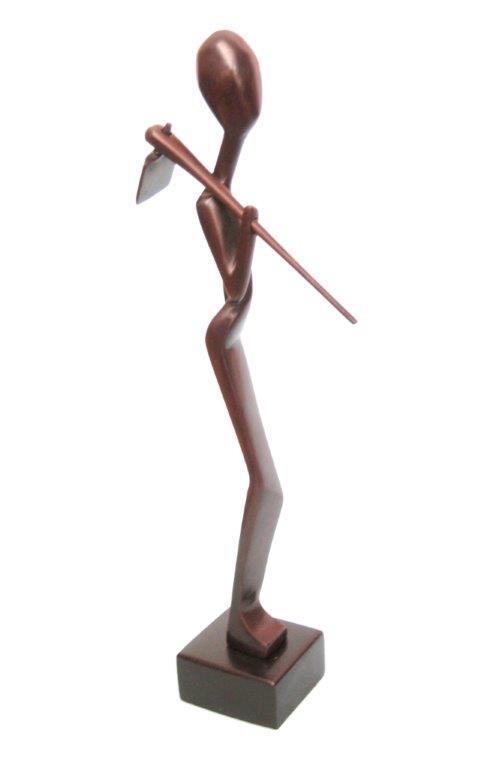 8.81 Statua legno ebano guerriero 2 frecce h 33cm 8.