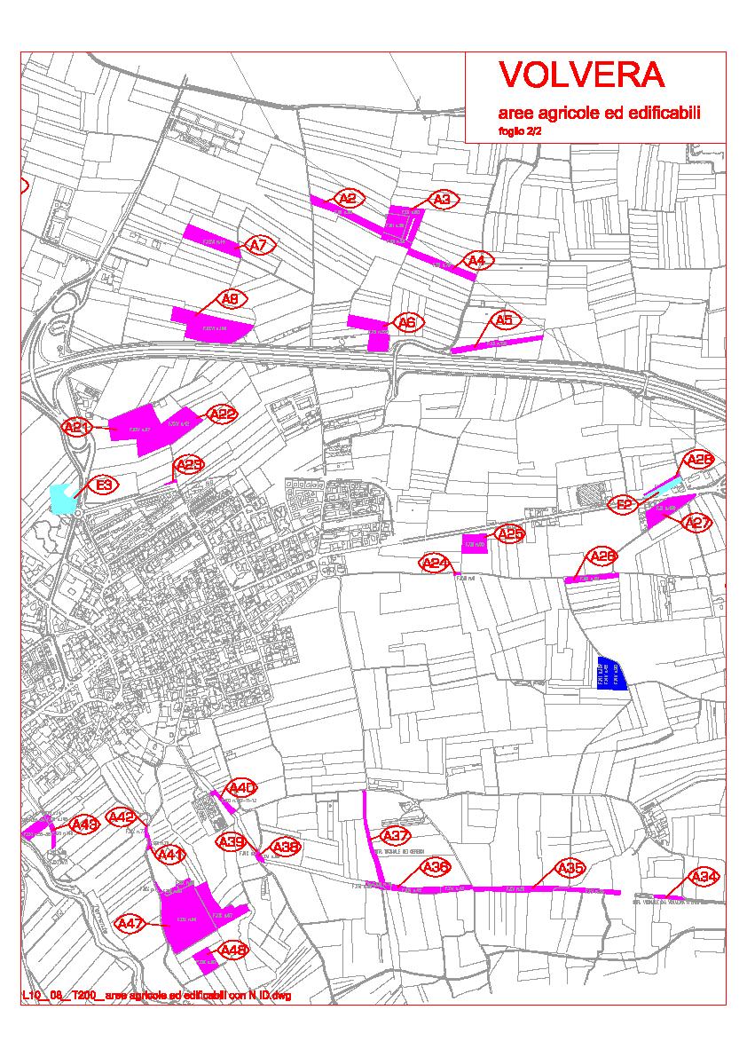 Estratto cartografico relativo alla parte est del Distretto Concentrico; in viola