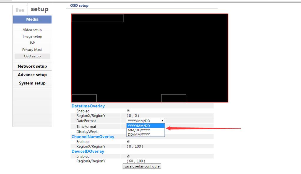 OSD setup (impostazioni OSD) In questo modulo è possibile abilitare e modificare la