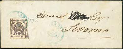 sinistra) isolato su lettera da Modena a Milano del 6 febbraio 1855 - Diena + Raybaudi (875+).