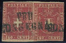 ......250 151 1878-2 cent su 5 lire lacca (35) nuovo con gomma integra - ben centrato - cert. Diena (7.500).