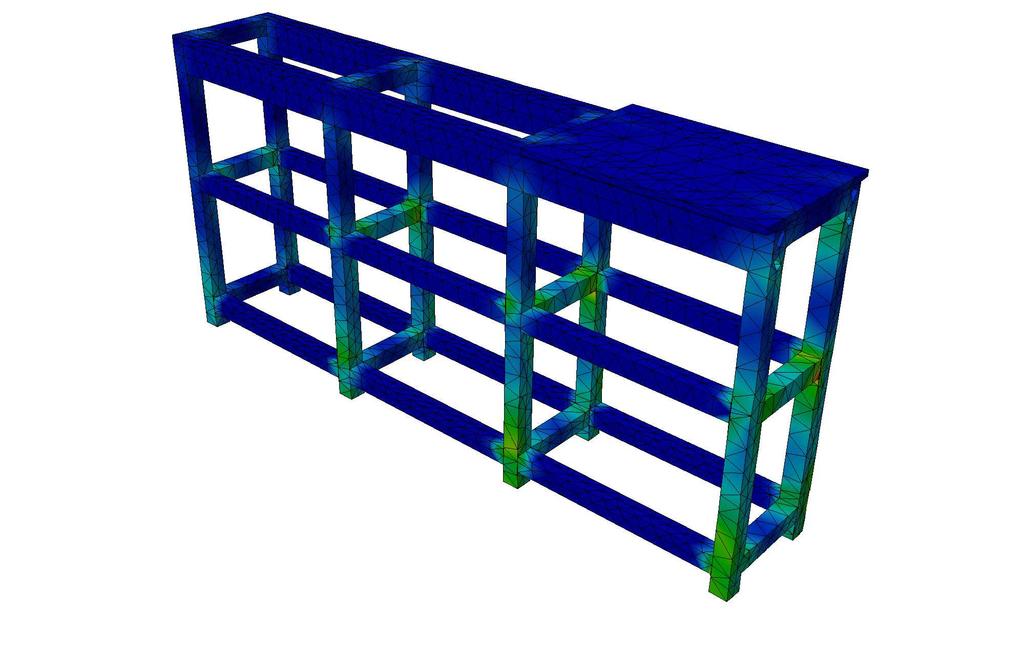 che risulta compatibile con la resistenza del materiale applicato. La deflessione nodale massima riscontrata risulta essere pari a w max = 0.