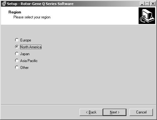 Selezionare l'ubicazione di destinazione in cui si vuole installare il software Rotor-Gene Q. Per comodità, si può semplicemente accettare la destinazione suggerita cliccando su Next. 6.
