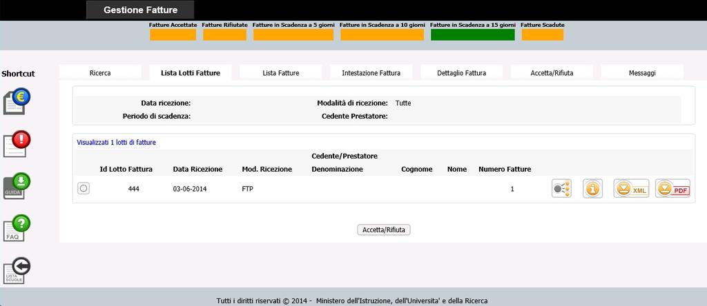 Fatturazione Elettronica 4- Fatture Ricevute Accedendo, dal menù Gestione Fatture alle Fatture Ricevute, o selezionando l apposita icona shortcut, si otterrà una schermata sulla quale sarà possibile