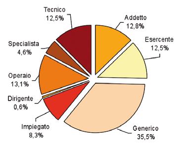 FABBISOGNO PROFESSIONALE L analisi degli avviamenti effettuati nel 2008 secondo la qualifica professionale evidenzia la considerevole richiesta di figure professionali con qualifica generica (35,5%)