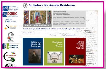 5. Illustra un sito Si vada sul sito della Biblioteca Nazionale Braidense (http://www.braidense.it/index/). Lo si illustri brevemente nelle sue articolazioni e servizi.