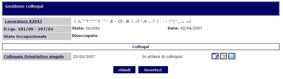 scheda professionale del lavoratore, Con il tasto si apre la stampa Modulo di convocazione per quel singolo cittadino. 3.11.