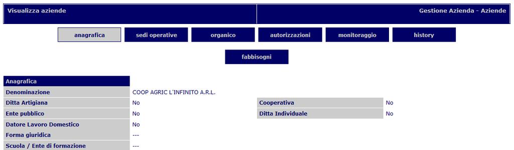 Operazioni sulle aziende È sempre possibile indicare una sede come Sede legale anche se ne esiste già una. Occorre quindi che sia l'operatore del CPI a distinguere e correggere eventuali incongruenze.