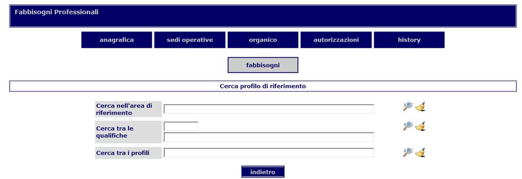 Operazioni sulle aziende - Cerca nell area di riferimento - Cerca tra le qualifiche - Cerca tra i profili 4.3.7.