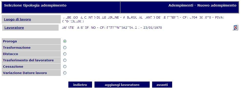 1.2.1 Proroga L opzione Proroga compare solo nel caso di rapporto di lavoro a tempo determinato, eccetto Apprendistato e CFL.