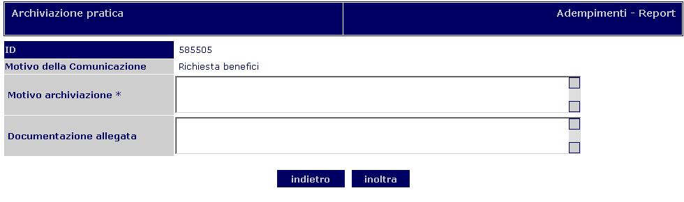 In fondo alla pagina di dettaglio dell adempimento, il tasto stampa comunicazione da accesso a modelli di stampa inerenti il tipo di comunicazione interessata (Attestazione Benefici, Infrazioni alle