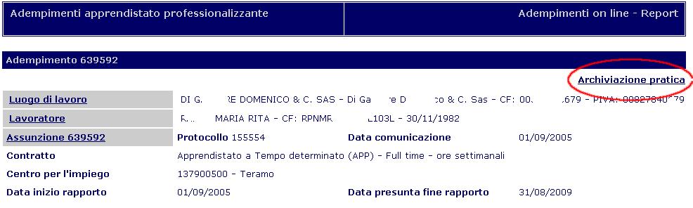 Adempimenti Premendo sulle diciture sottolineate poste a sinistra, si aprono delle pagine di dettaglio relative la voce selezionata.