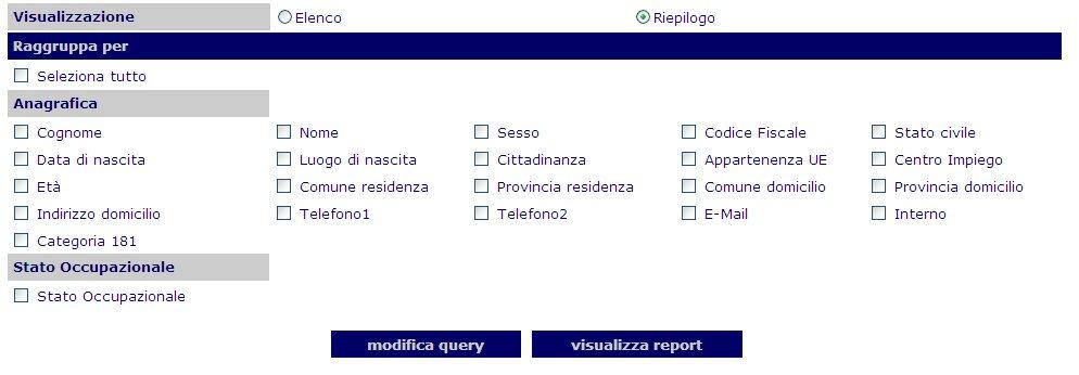 In questo caso è possibile segnalare secondo quali dati raggruppare il report.