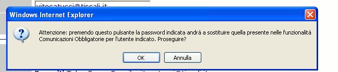 Cliccando su ok si procede con l assegnazione della nuova password di accesso al sistema telematico per l invio delle comunicazioni