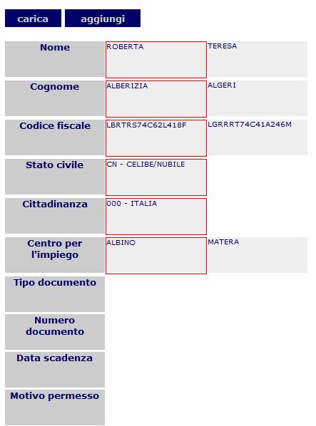 Operazioni sul Lavoratore Verranno visualizzati in una griglia tutti i dati dei lavoratori selezionati.