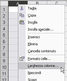 Successivamente, clicchiamo col tasto destro del mouse su una serie di celle della colonna A, e