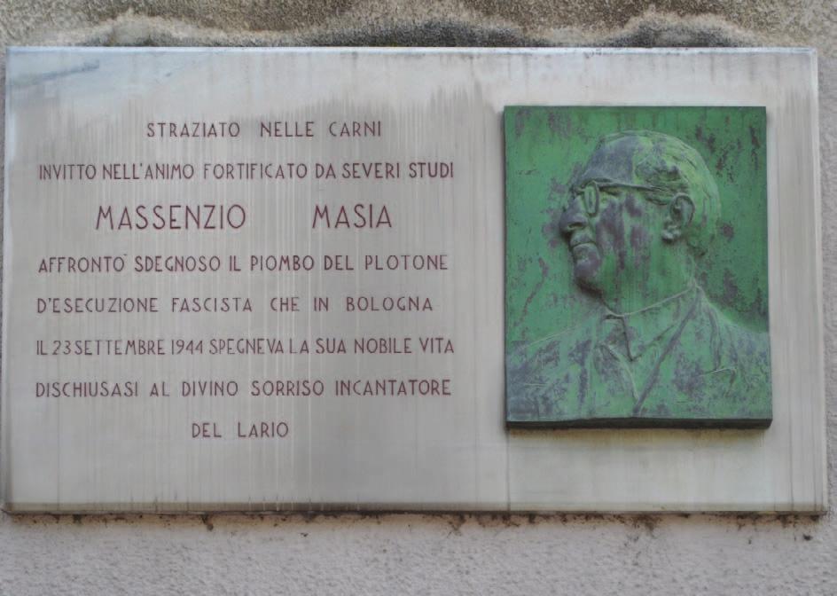 56 23 settembre 1944 Massenzio Masia 56 - Como, viale Masia La lapide in ricordo di Massenzio Masia, scrittore e giornalista nato a Como, esponente del Partito Repubblicano e poi di Giustizia e