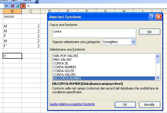 =conta.numeri(intervallo): conta valori di tipo numerico =conta.