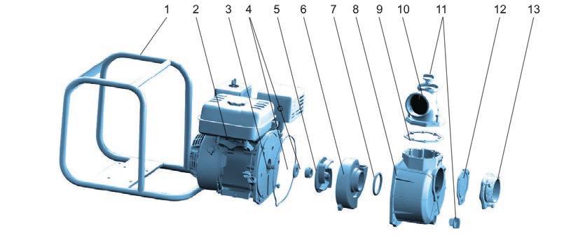 Diagramma prestazioni Hydraulic Performance Curve Elettropompe Prevalenza H (mt) Total manometric head H (m) LGP15-A LGP20-A LGP30-A Portata Q Capacity Q Descrizione componenti Materials Table Pos.