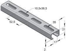 Binari di montaggio, asolati Acciaio Inox Binario di montaggio 27/18 Binario di montaggio 35/21 Binario di montaggio 45/40 Dati tecnici: Il binario doppio è asolato