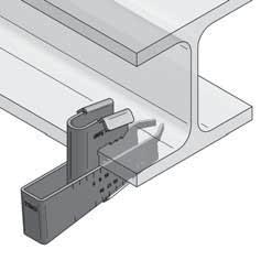 Acciaio Inox in acciaio e profi li Tipo materiale: V4A Montaggio: Posizionare il morsetto sull ala del profi lo in carpenteria Approvazioni: VdS e FM (come in fi gura) e colpire con un martello fi no